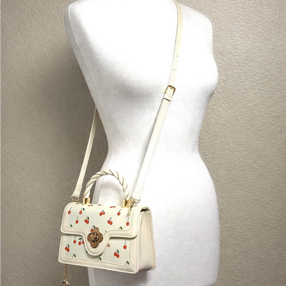 Brand New Cherry Print Mini Crossbody Bag Y2K Coquette Cream Purse Coquette